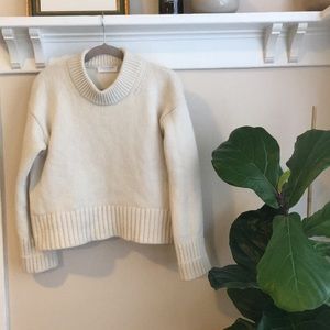 Everlane boxy short cashmere-wool blend sweater.
